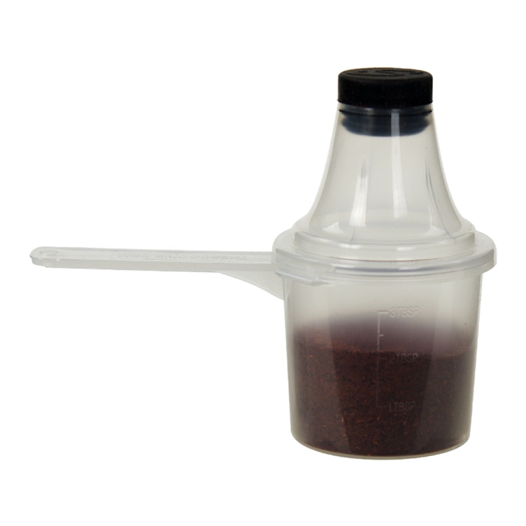 60cc Clear Polypropylene Scoop with Attached Funnel & Cap