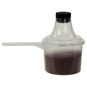 90cc Clear Polypropylene Scoop with Attached Funnel & Cap