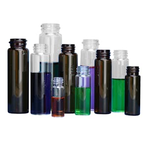 1 Dram Clear Glass Vials with Black 13/425 Caps with F217 & PTFE Liner - Package of 100