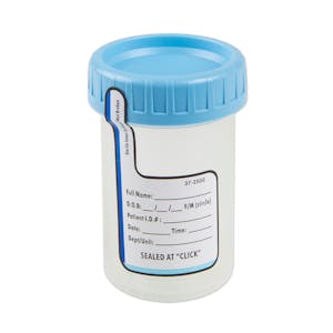 4 oz. Sterile Natural Polypropylene Specimen Cup with Blue HDPE Cap - Individually Wrapped; Case of 100