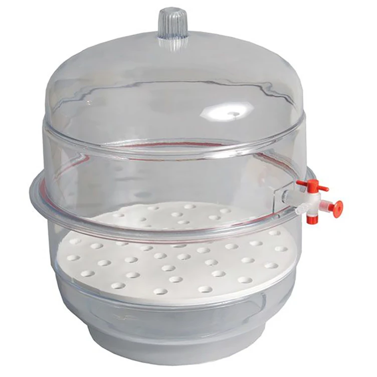 10" Clear Polycarbonate Vacuum Desiccator with Clear Base - 0.60 cu. ft.