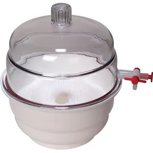 10" Clear Polycarbonate Vacuum Desiccator with White Base - 0.60 cu. ft.