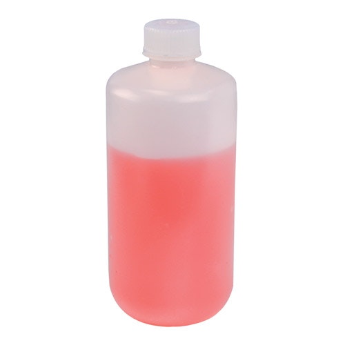 500mL Narrow Mouth Natural HDPE Reagent Bottles with 28/415 Caps - Pack of 12