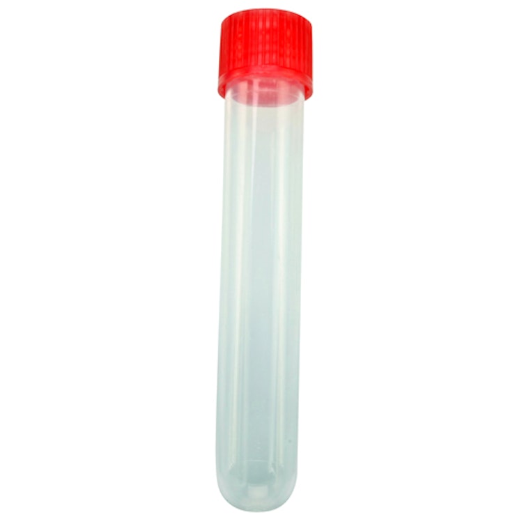 15mL Kartell® Polypropylene Test Tube with Red Screw Closure - Case of 100