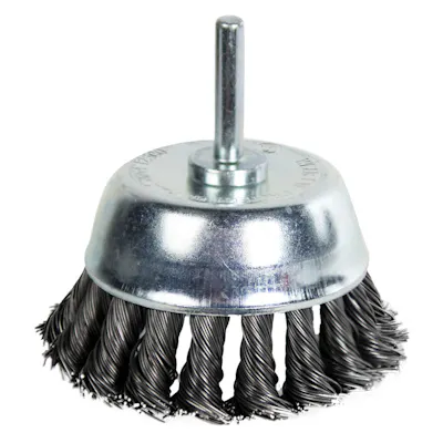3" Mounted Knotted Wire Cup Brushes with 1/4" Shank