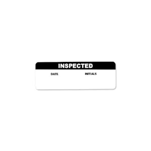 "Inspected" with "Date" & "Initials" Rectangular Water-Resistant Polypropylene Write-On Label - 3" x 1"