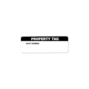 "Property Tag" with "Asset Number" Rectangular Water-Resistant Polypropylene Write-On Label - 3" x 1"
