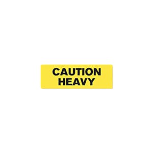 "Caution - Heavy" Rectangular Water-Resistant Polypropylene Label - 3" x 1"