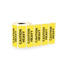 "Caution - Heavy" Rectangular Water-Resistant Polypropylene Label with Yellow Background - 3" x 1"