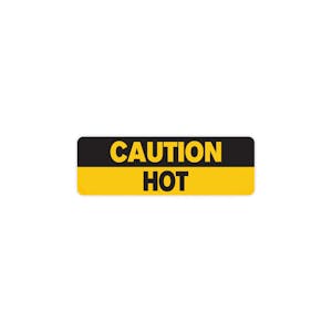 "Caution - Hot" Rectangular Water-Resistant Polypropylene Label - 3" x 1"
