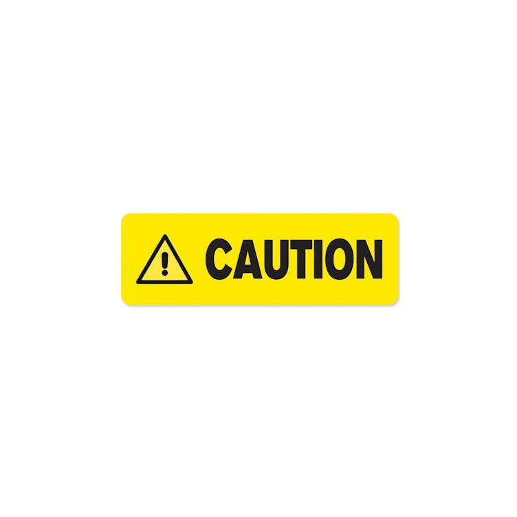 "Caution" Rectangular Water-Resistant Polypropylene Label - 3" x 1"