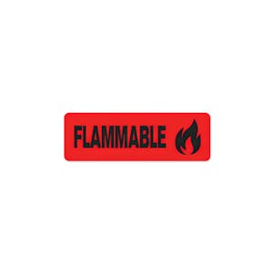 "Flammable" Rectangular Water-Resistant Polypropylene Label - 3" x 1"