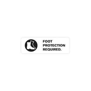"Foot Protection Required" Rectangular Water-Resistant Polypropylene Label - 3" x 1"