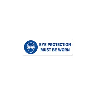 "Eye Protection Must Be Worn" Rectangular Water-Resistant Polypropylene Label - 3" x 1"
