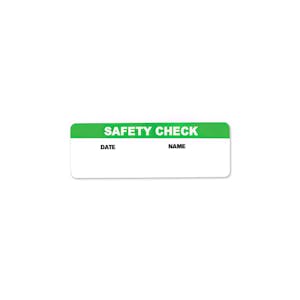 "Safety Check" with "Date" & "Name" Rectangular Water-Resistant Polypropylene Write-On Label - 3" x 1"