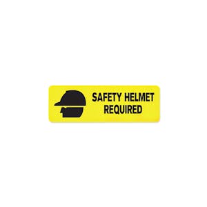 "Safety Helmet Required" Rectangular Water-Resistant Polypropylene Label - 3" x 1"