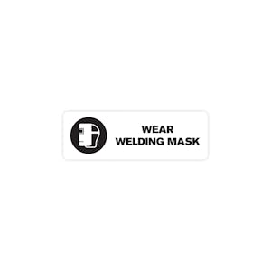 "Wear Welding Mask" Rectangular Water-Resistant Polypropylene Label - 3" x 1"