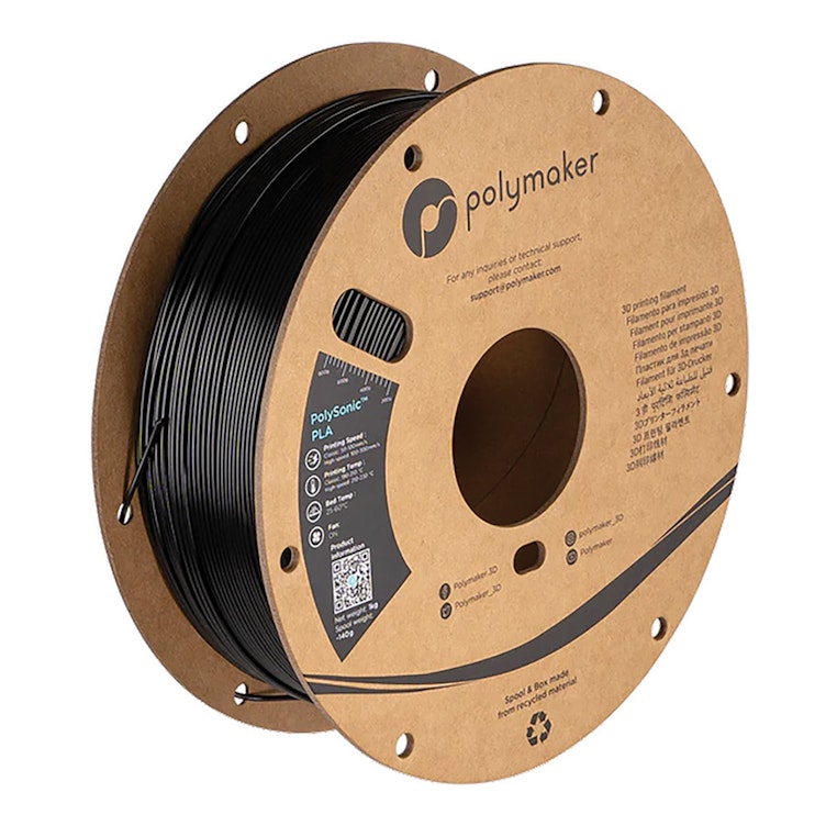 1.75mm Dia. Black PolySonic™ PLA High-Speed 3D Printing Filament