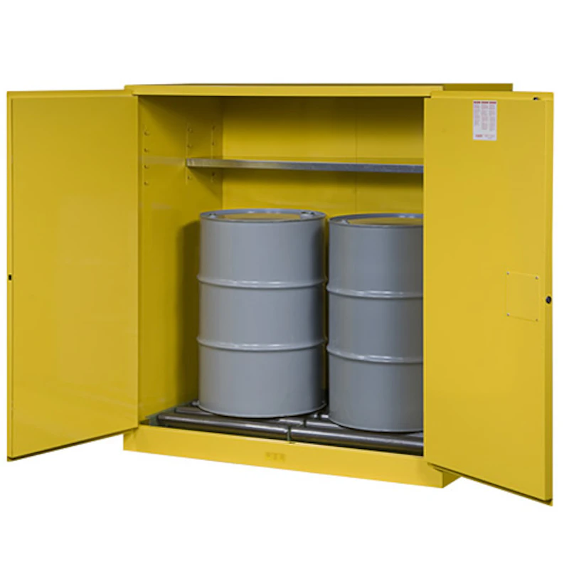 110 Gallon Manual-Close Justrite® Sure-Grip® EX Single Vertical Drum Cabinet with Roller Assembly