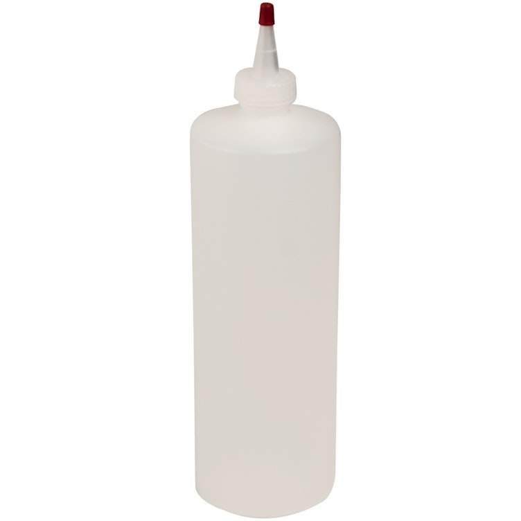 32 oz. Natural HDPE Cylindrical Sample Bottle with 28/410 Natural Yorker Dispensing Cap