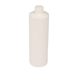 16 oz. White HDPE Cylindrical Sample Bottle with 24/410 White Ribbed Cap with F217 Liner