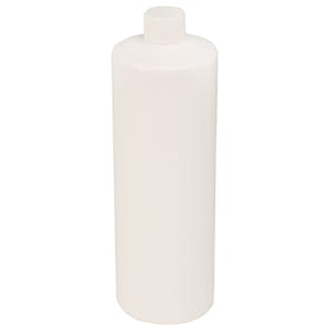 32 oz. White HDPE Cylindrical Sample Bottle with 28/410 White Ribbed Cap with F217 Liner