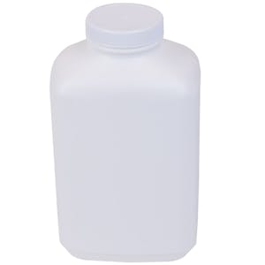 40 oz. White HDPE Wide Mouth Oblong Bottle with 53/400 White Ribbed Cap with F217 Liner
