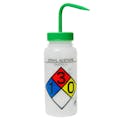 500mL (16 oz.) Scienceware® Ethyl Acetate Wide Mouth Safety-Labeled Wash Bottle with Green Dispensing Nozzle