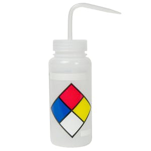 500mL (16 oz.) Scienceware® LYOB (Label Your Own) Wide Mouth Safety-Labeled Wash Bottle with Natural Dispensing Nozzle
