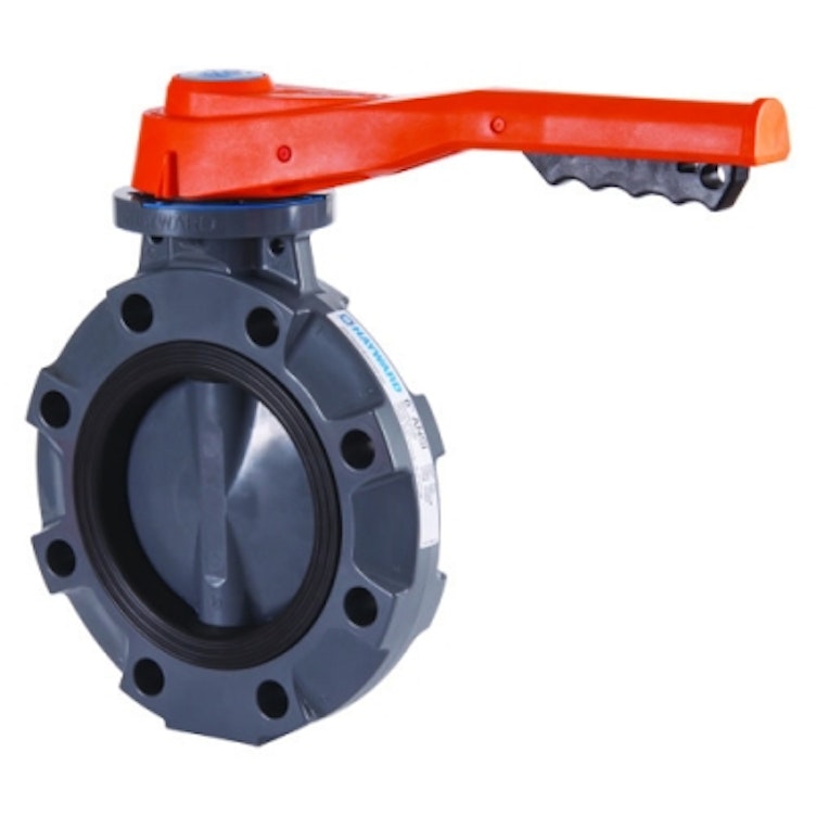 8" Hayward® BYV Series PVC Butterfly Valve with Lever Handle & Viton™ Liner