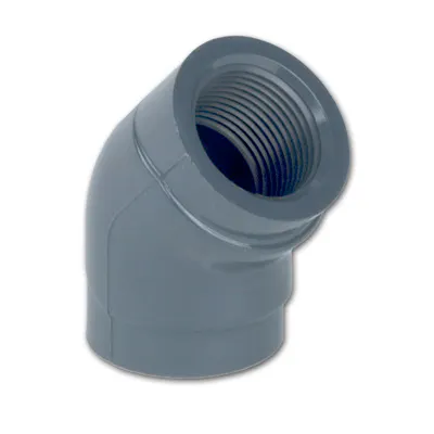 1/2" Schedule 80 Gray PVC Threaded 45° Elbow