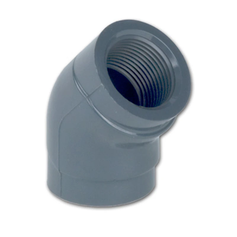 3/4" Schedule 80 Gray PVC Threaded 45° Elbow