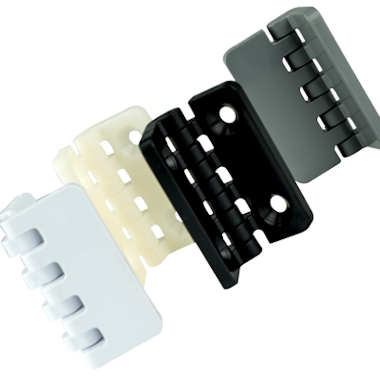 2" x 2-1/2" White Polypropylene; Offset; With Holes Thermoplastic Hinge