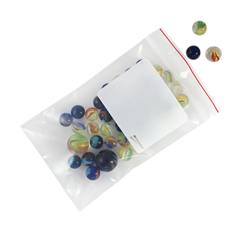 3" W x 4" L x 4 mil Minigrip® Red Line™ Reclosable Bags with White Block & Hang Hole - Case of 1000
