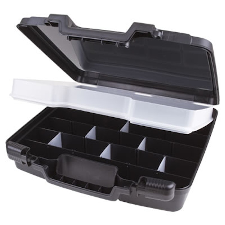15" Black Merchant Case with Lift Out Tray - 15" L x 14-1/2" W x 3-1/2" Hgt.