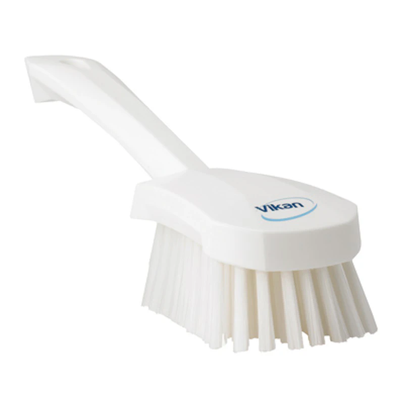 White Polypropylene Vikan® Hand Brush with Stiff Polyester Bristles & Short Handle
