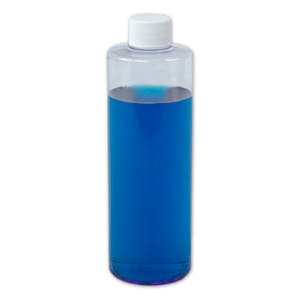 8 oz. Clear PVC Cylindrical Bottle with 24/410 White Ribbed Cap with F217 Liner