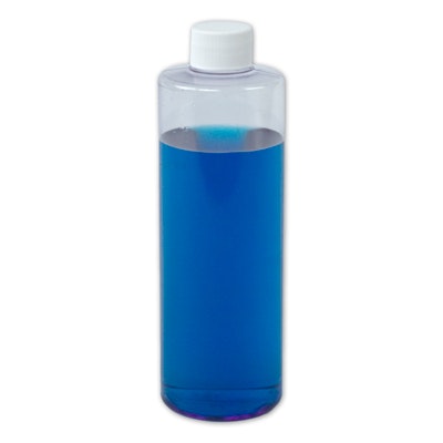 8 oz. Clear PVC Cylindrical Bottle with 24/410 White Ribbed Cap with F217 Liner