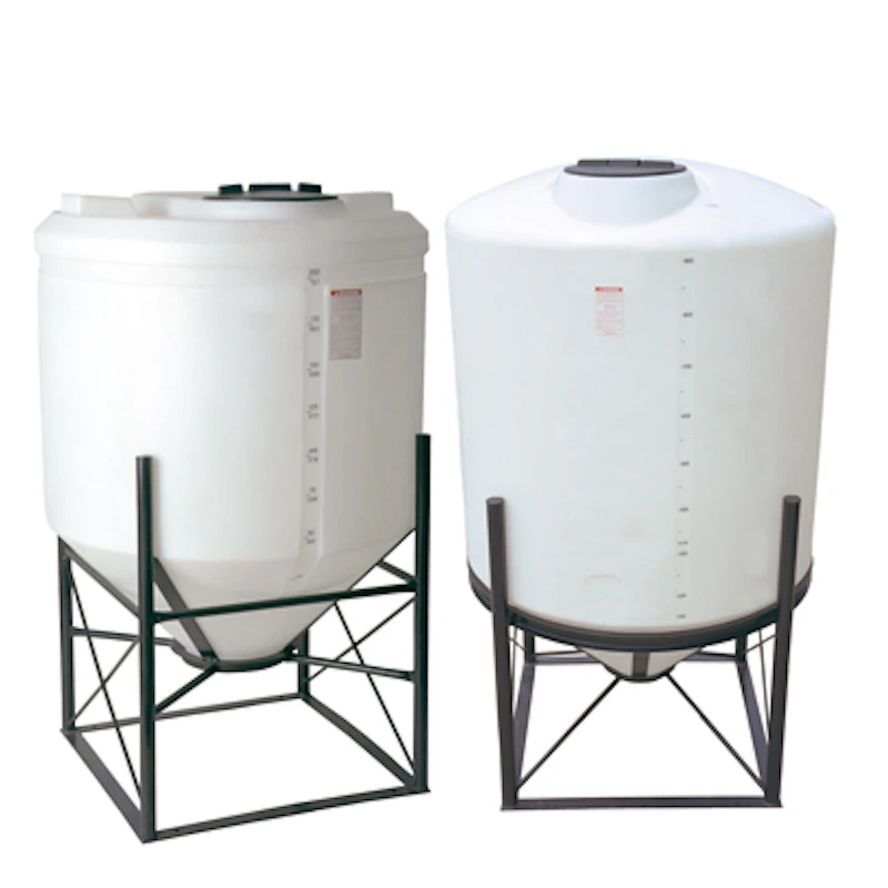 800 Gallon White HDPE 15° Cone Bottom Tank with Domed Top & 16" Lid - 86" Dia. x 48" Hgt. (Stand Sold Separately)