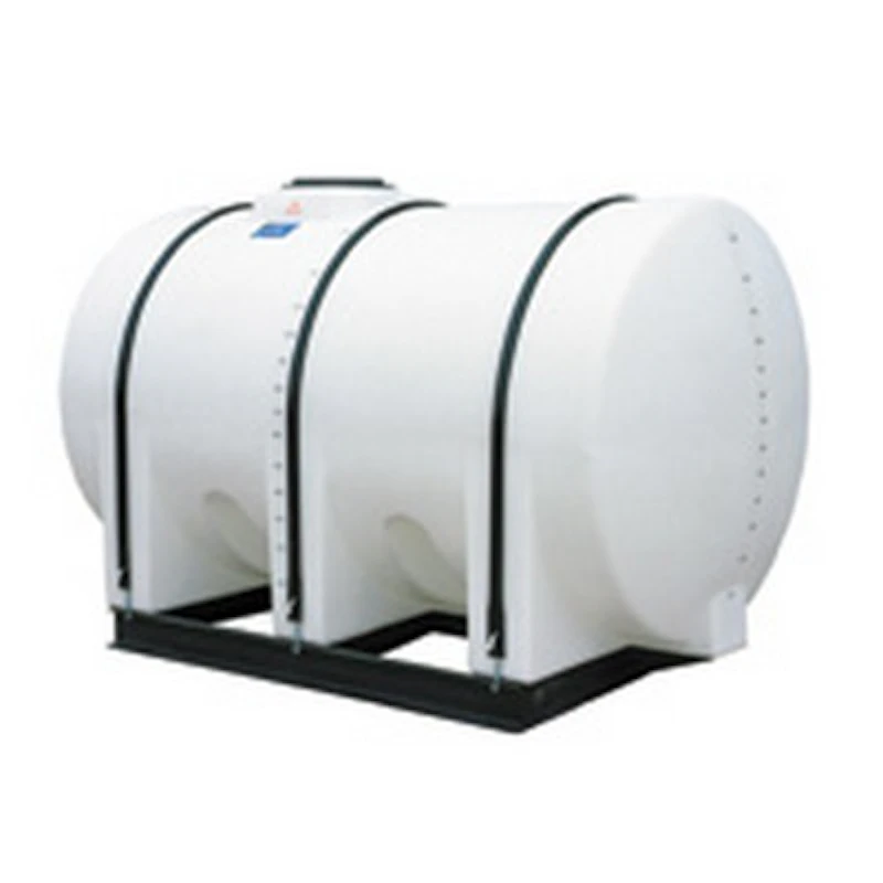 1750 Gallon Natural Polyethylene Round Free-Standing Horizontal Leg Tank with 2" Fitting & 16" Lid (No Sump) - 62" Dia. x 147" L
