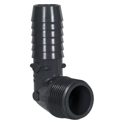 3/4" Hose Barb x 3/4" MNPT PVC Elbow