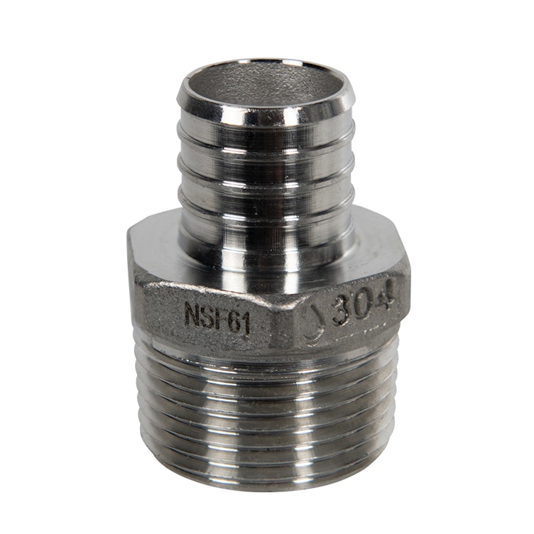 1" PEX x 1" MNPT Stainless Steel Male Adapter