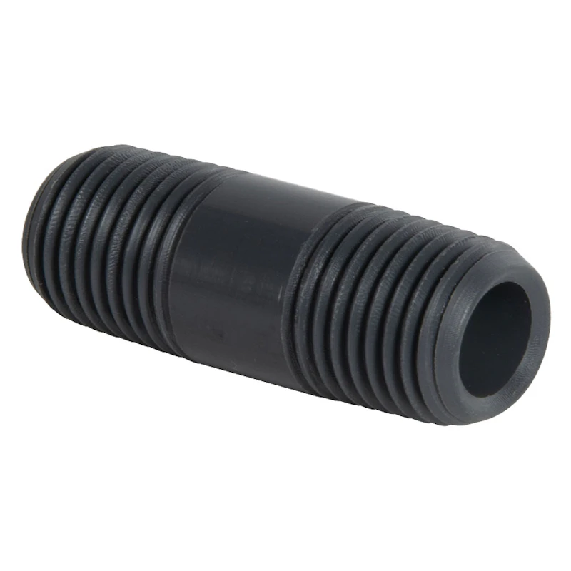 3/8" MNPT x 3/8" MNPT Smooth Gray Schedule 80 PVC Pipe Nipple - 2" L