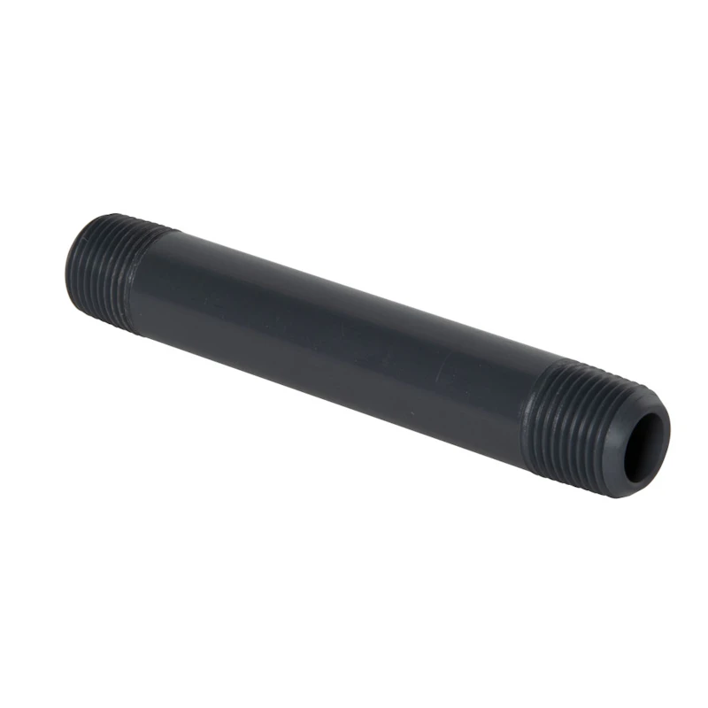 3/8" MNPT x 3/8" MNPT Smooth Gray Schedule 80 PVC Pipe Nipple - 4" L