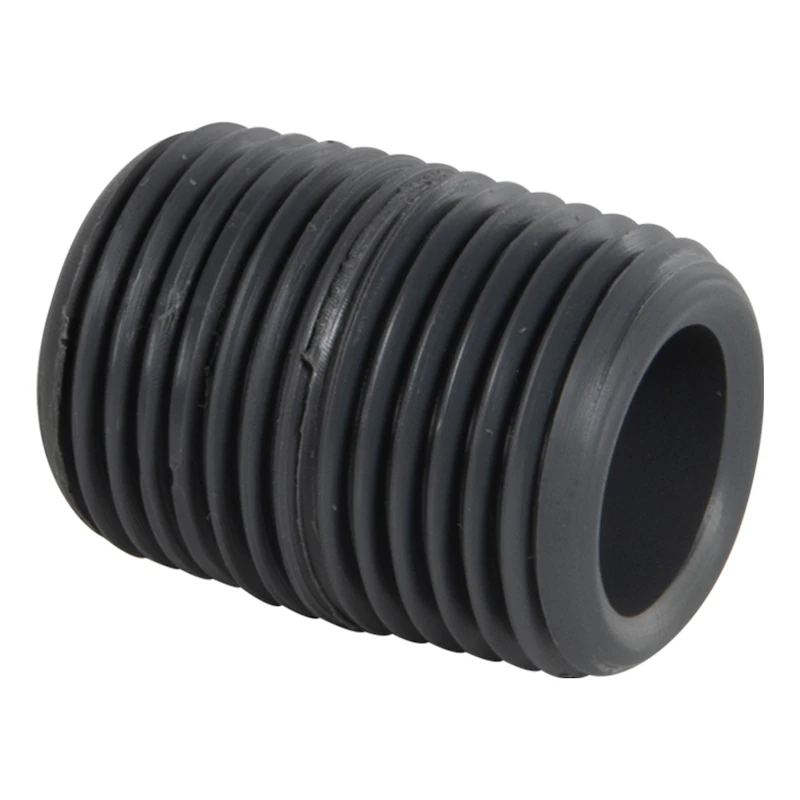 1/2" MNPT x 1/2" MNPT Close (Fully Threaded) Gray Schedule 80 PVC Pipe Nipple - 1-1/4" L