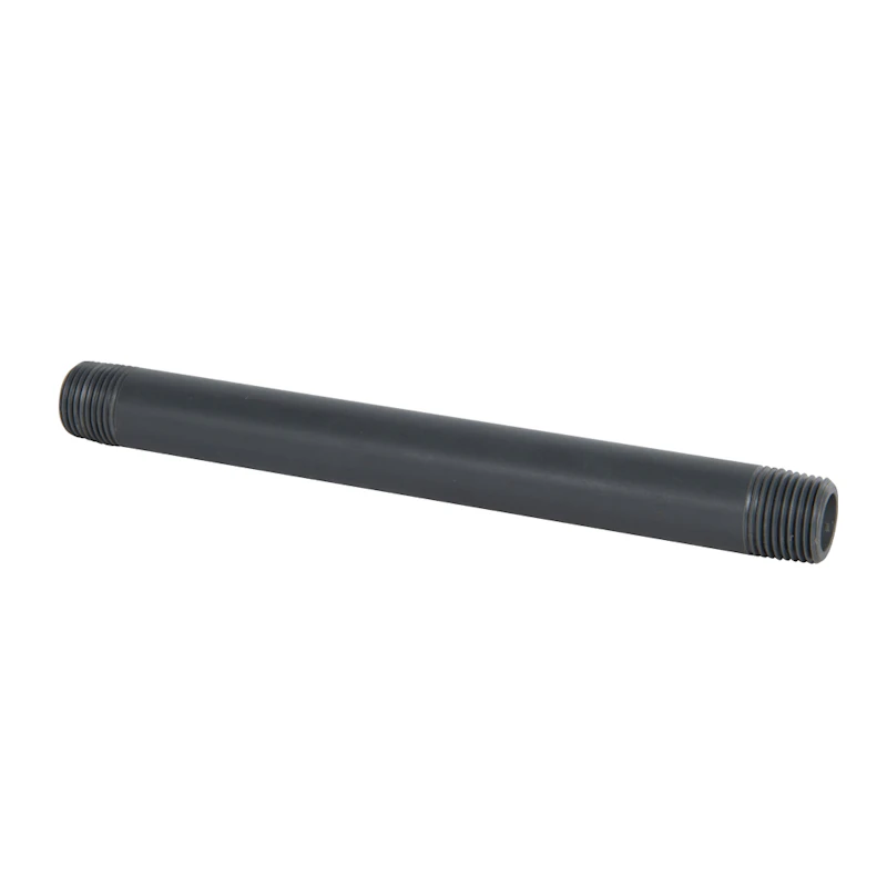 1/2" MNPT x 1/2" MNPT Smooth Gray Schedule 80 PVC Pipe Nipple - 8" L