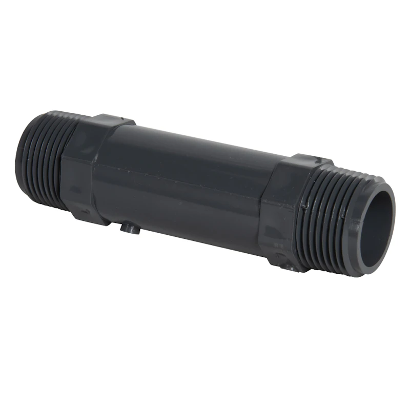 1" MNPT x 1" MNPT End Hex Gray Schedule 80 PVC Pipe Nipple - 5" L