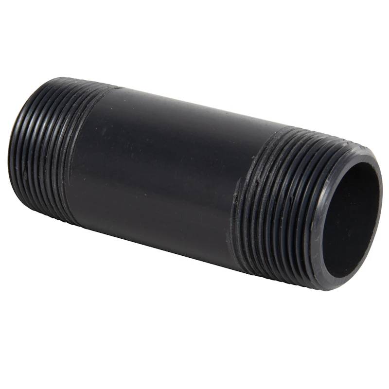 1-1/4" MNPT x 1-1/4" MNPT Smooth Gray Schedule 80 PVC Pipe Nipple - 4" L