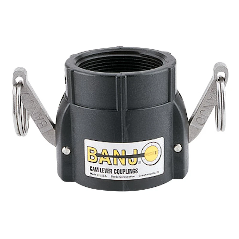 4" Female Coupler x 4" FNPT Banjo® Black Fiberglass-Reinforced Polypropylene Quick Disconnect Coupling