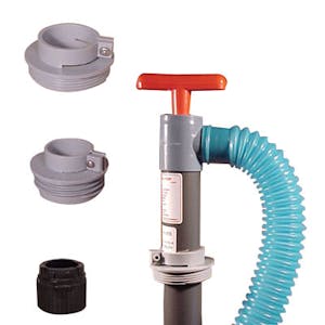 Industrial Hand Pump with 3' Discharge Hose & Standard 2" IPS Bung Fine Thread Adapter